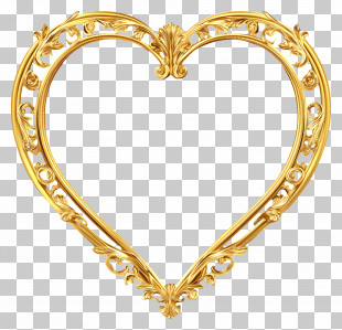 Heart Gold Frame - Ornamental Golden Heart Frame PNG