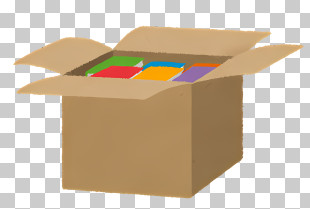 Icon - Cardboard Box Opened With Colorful Contents Inside PNG