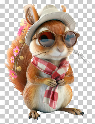 Summer - Fashionable Squirrel With Hat And Sunglasses PNG
