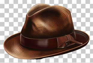 Fedora - Vintage Brown Fedora Hat With Detailed Texture PNG