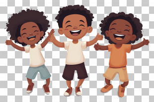 Happy Black Kids - Happy Children Illustration PNG