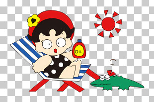 Tabitha Dean - Cartoon Girl Sunbathing On Beach PNG