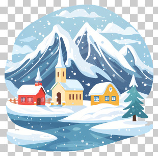 Iceland Snowy Background - Charming Snowy Village Scene In Winter PNG
