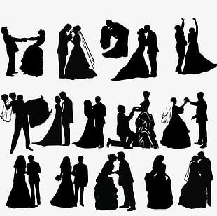 free bride and groom silhouette clip art