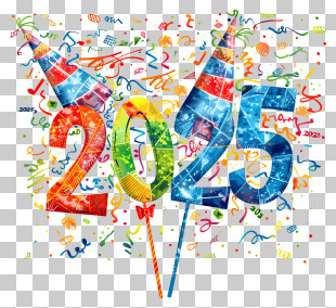 2025 - Vibrant 2025 New Year Celebration Artwork PNG