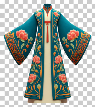Chinese Ancient Costume - Traditional Floral Embroidered Robe PNG