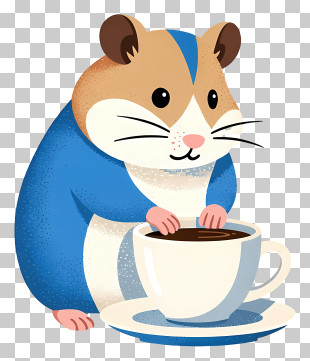 Cute Hamster With Coffee Cup PNG