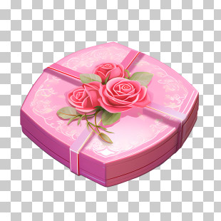Pink Gift Box - Pink Gift Box With Roses PNG