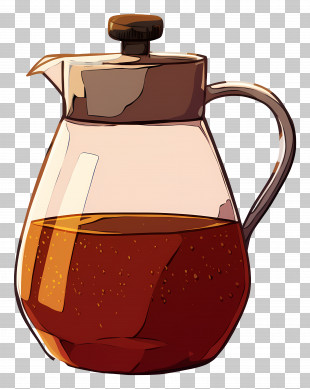Coffee Pot - Glass Teapot With Steaming Tea PNG