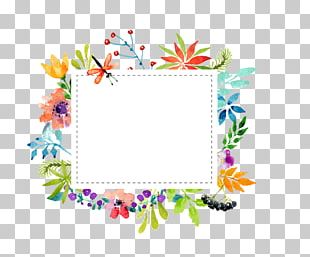 Watercolor Flowers Border Material PNG