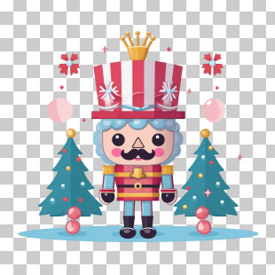 Christmas Nutcracker - Nutcracker With Christmas Trees PNG