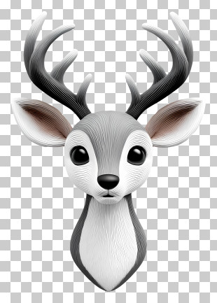 Deer Head - Cute Cartoon Deer With Antlers PNG