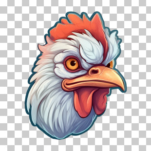 Rooster - Fierce Chicken Head Illustration PNG