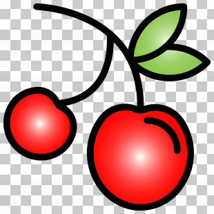 Cherry - Simple Cherry Fruit Logo With A Bold Outline PNG
