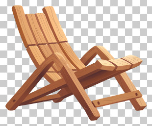 Wooden Chair - Wooden Deck Chair Design PNG