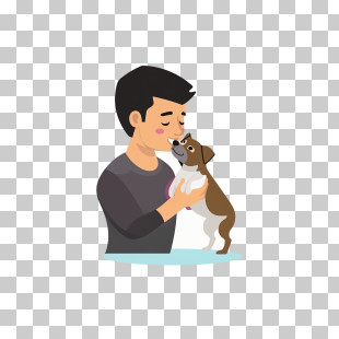Kissing Dog - Man Hugging His Dog PNG