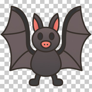 Halloween Bat - Black Cartoon Bat Drawing PNG
