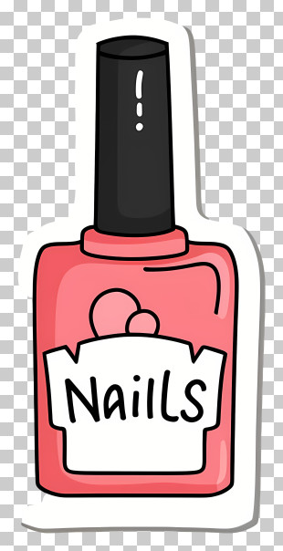 Cartoon - Pink Nail Polish Bottle PNG