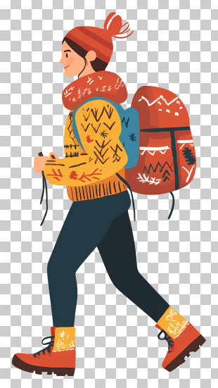 Female Hiker - Illustration Of A Hiking Person PNG