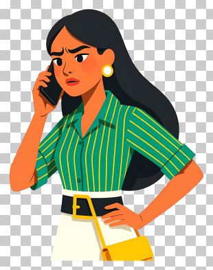 Woman Talking On Phone - Frustrated Woman Speaking On Phone PNG