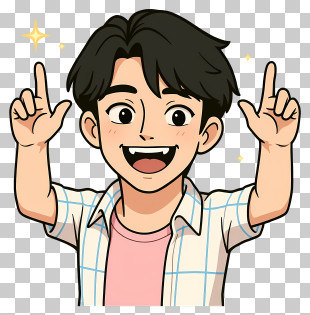 Kpop Demon Hunters Jinu - Cheerful Boy Pointing Up PNG