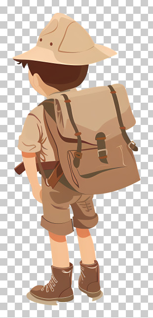 Scouting - Young Explorer Boy With Backpack Ready For An Adventure PNG