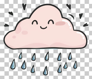 Happy Cloud - Smiling Cloud With Raindrops PNG