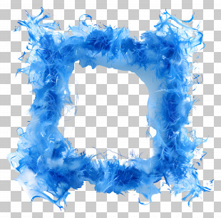 Fluzzy Frame - Artistic Blue Feathered Wreath Design PNG
