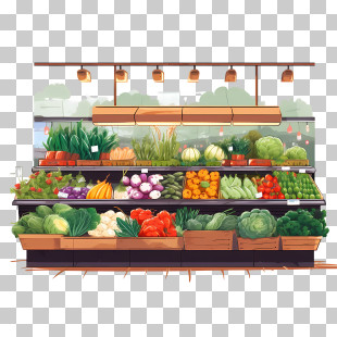 Vegetarian Food Market - Colorful Vegetable Display In Market Setting PNG