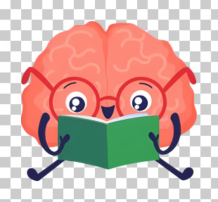 Cartoon Brain - Happy Brain Cartoon Reading Book PNG