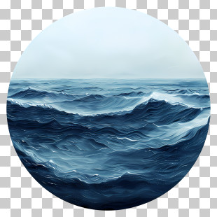 Sea - Ocean Waves Illustration In Circular Design PNG
