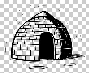 Igloo - Black And White Igloo Drawing PNG