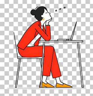 Tired Woman Sleeping At Desk PNG