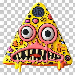 Cartoon Pizza - Colorful Yellow Triangle Abstract Art PNG