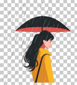 Woman Under Rain - Woman With Umbrella In The Rain PNG