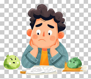 Stressed Student Cartoon Illustration PNG