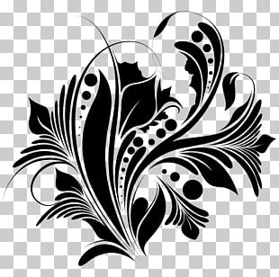 Floral Design Monochrome Black And White Pattern PNG, Clipart, Black ...