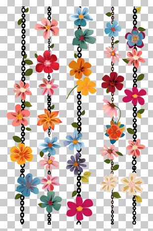 Flower Chains - Colorful Flower Garlands PNG