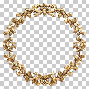 Gold Vintage Frame - Gold Ornamental Circular Frame Design PNG