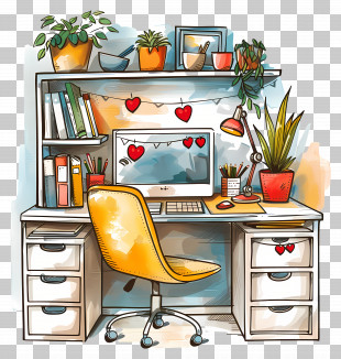 Home Office - Organized Office Desk PNG