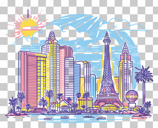 Las Vegas - Colorful Cityscape Landmark Illustration PNG