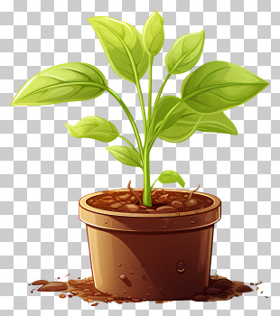 Green Sprout - Potted Green Plant Illustration PNG