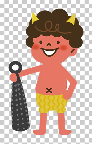 Cartoon - Cute Cartoon Demon Illustration With A Club PNG