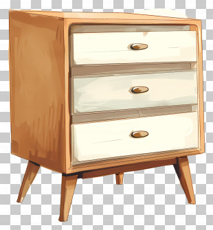 Dresser - Classic Wooden Drawer With White Panels PNG