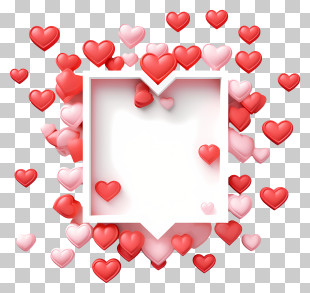 Hearts - Heart Frame Decorated With Floating Red Hearts PNG