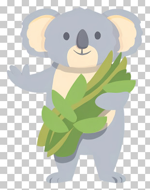 Koala Emoji - Koala Holding Leaves Illustration PNG
