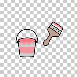 Cartoon - Paint Bucket And Brush PNG