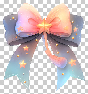 Glowing Bow Ribbon - Beautiful Colorful Bow With Stars PNG