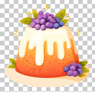 Easter Bread - Decorative Cake With Grapes And White Icing PNG