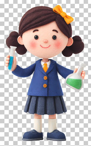 School Girl Holding Test Tube - Girl With Test Tubes In School Uniform PNG